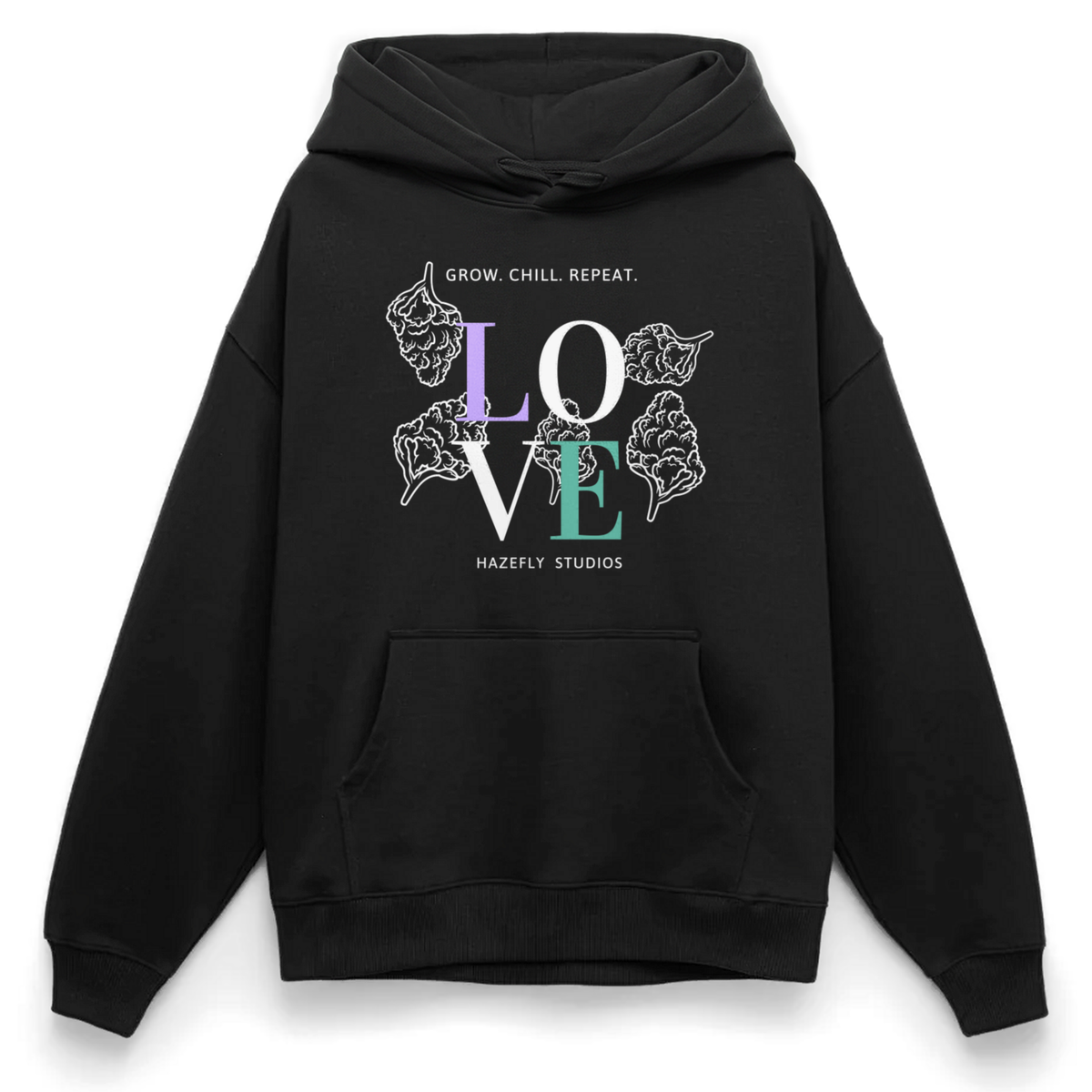 GROW. CHILL. REPEAT. Oversized Unisex Bio-Hoodie - Schwarz