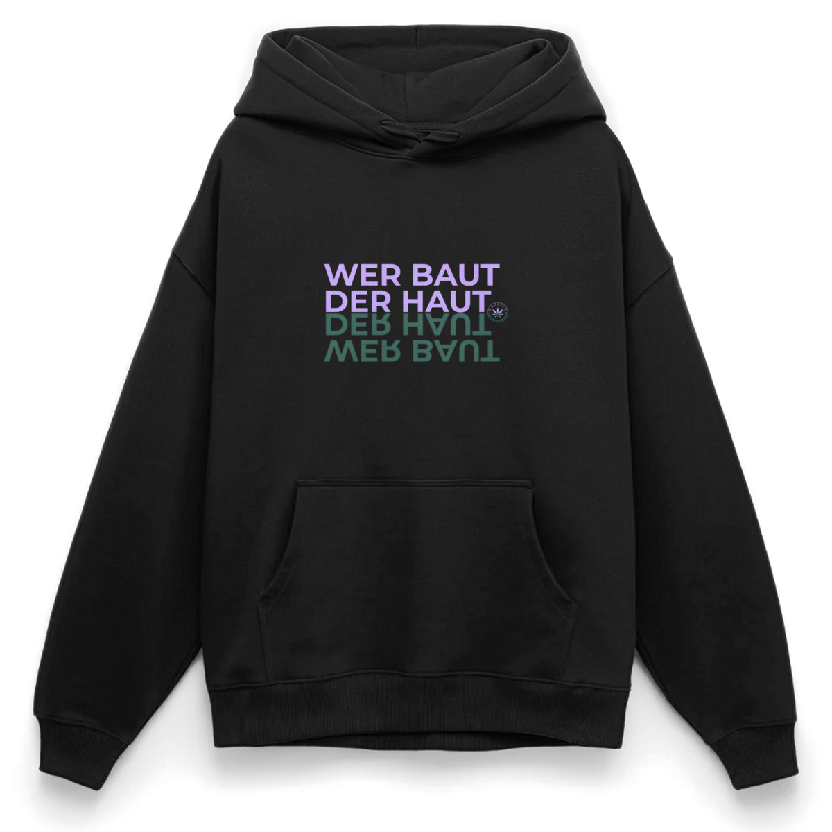 WER BAUT Oversized Unisex Bio-Hoodie - Schwarz