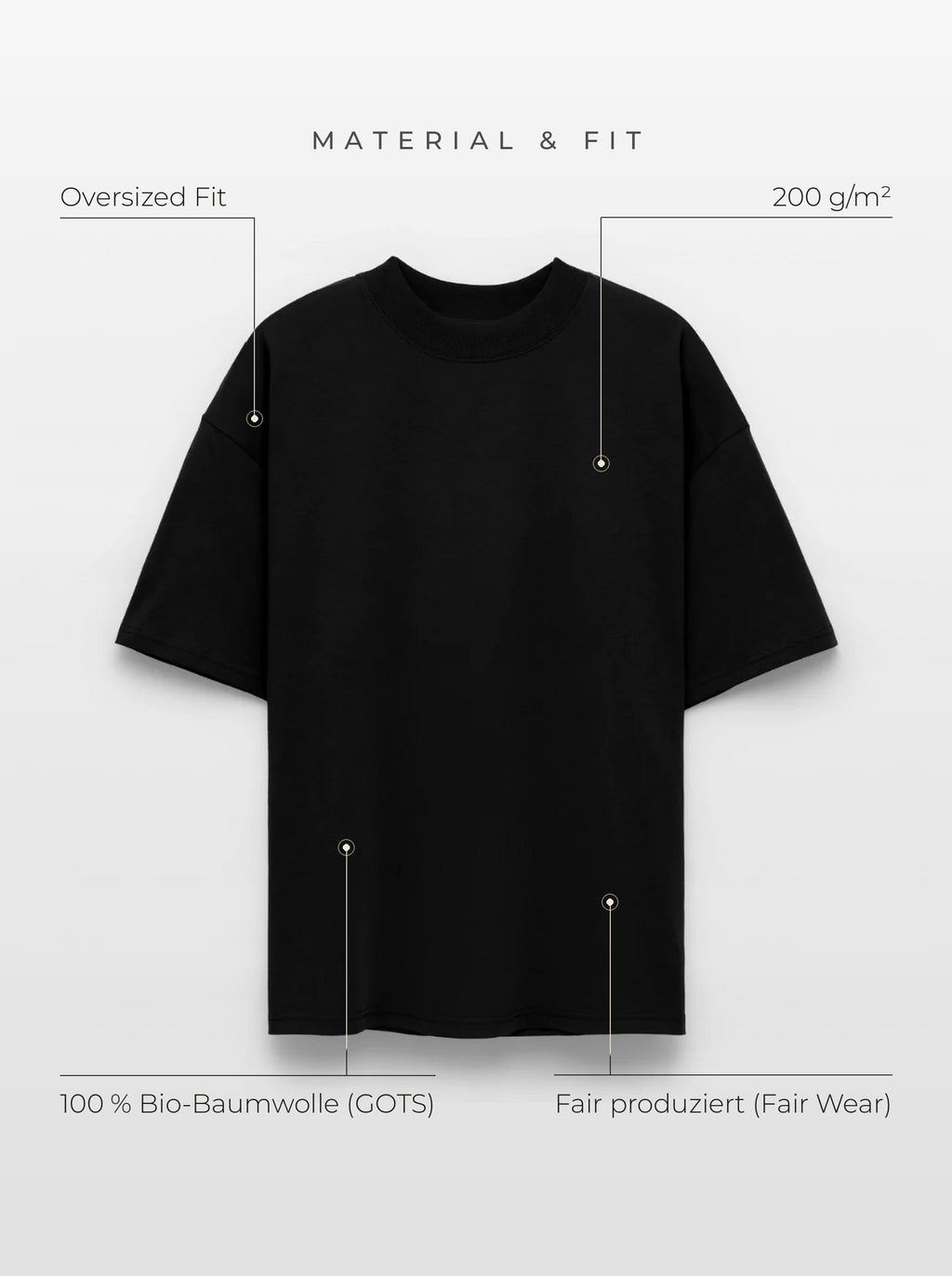 Material & Fit: Oversized Tee, 200 g/m², 100 % Bio-Baumwolle (GOTS), Fair Wear, Oversized Fit