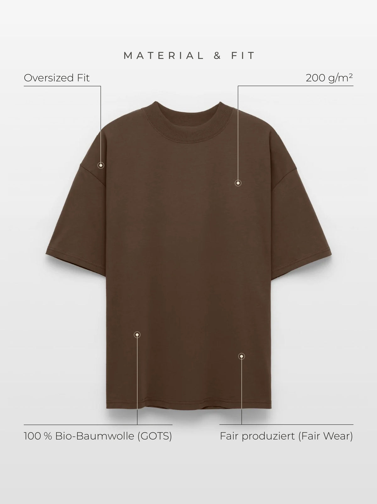 Material & Fit: Oversized Tee, 200 g/m², 100 % Bio-Baumwolle (GOTS), Fair Wear, Oversized Fit