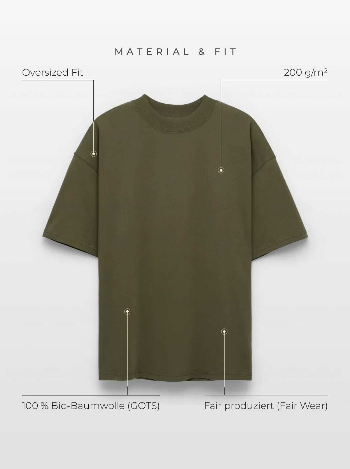 Material & Fit: Oversized Tee, 200 g/m², 100 % Bio-Baumwolle (GOTS), Fair Wear, Oversized Fit