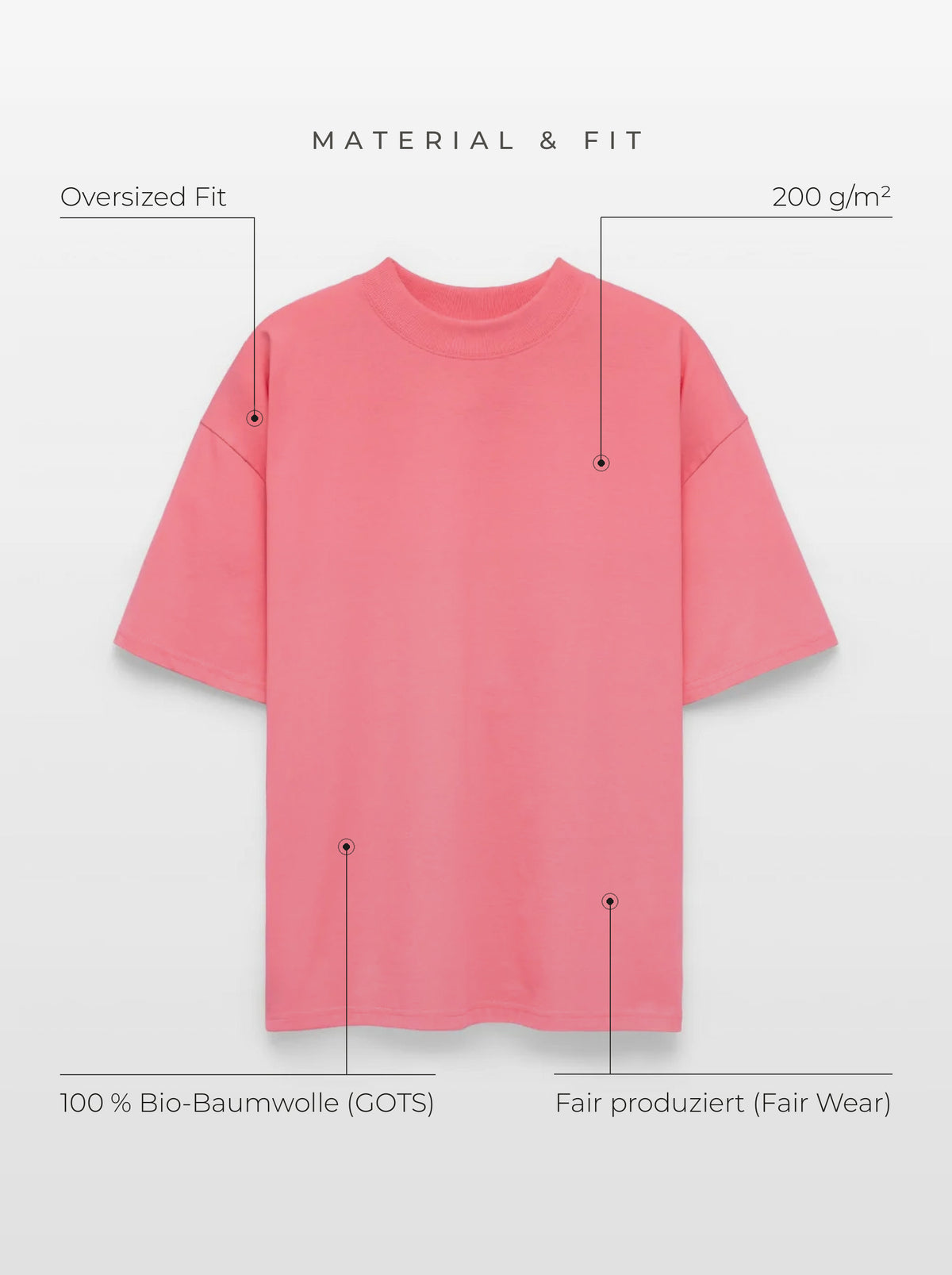 Material & Fit: Oversized Tee, 200 g/m², 100 % Bio-Baumwolle (GOTS), Fair Wear, Oversized Fit