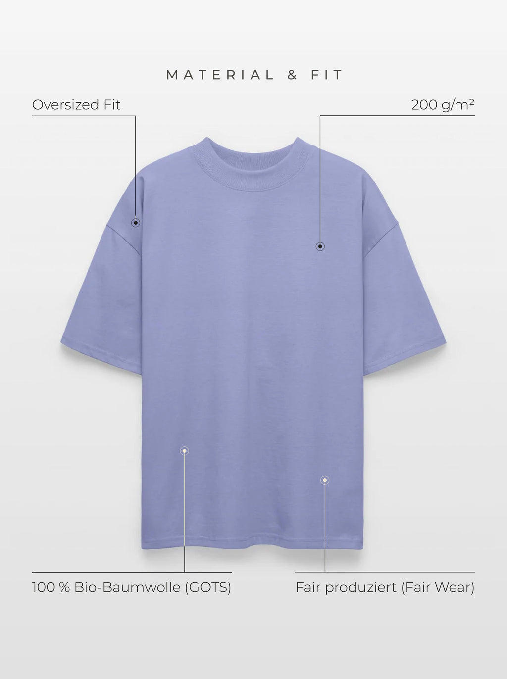 Material & Fit: Oversized Tee, 200 g/m², 100 % Bio-Baumwolle (GOTS), Fair Wear, Oversized Fit
