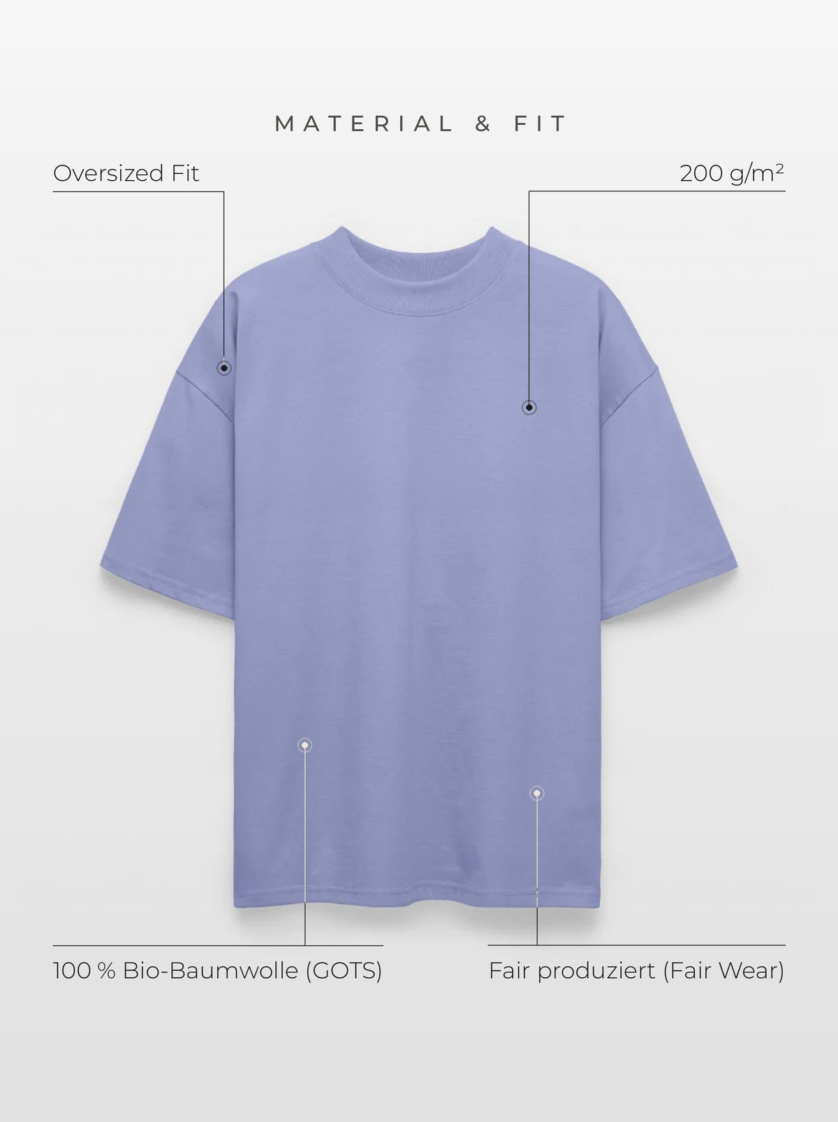 Material & Fit: Oversized Tee, 200 g/m², 100 % Bio-Baumwolle (GOTS), Fair Wear, Oversized Fit