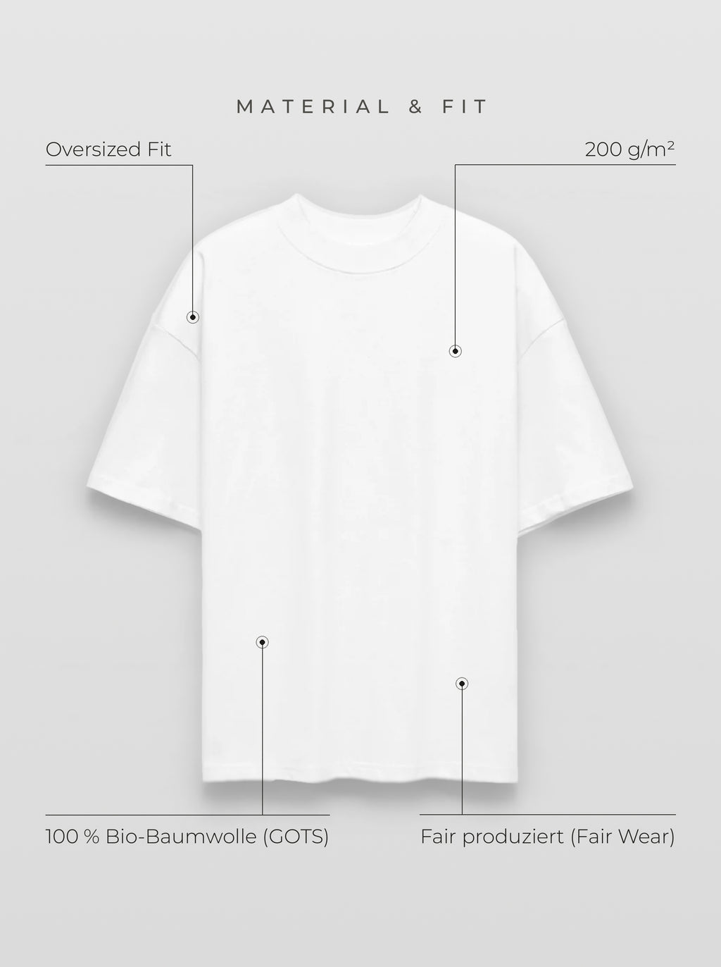 Material & Fit: Oversized Tee, 200 g/m², 100 % Bio-Baumwolle (GOTS), Fair Wear, Oversized Fit