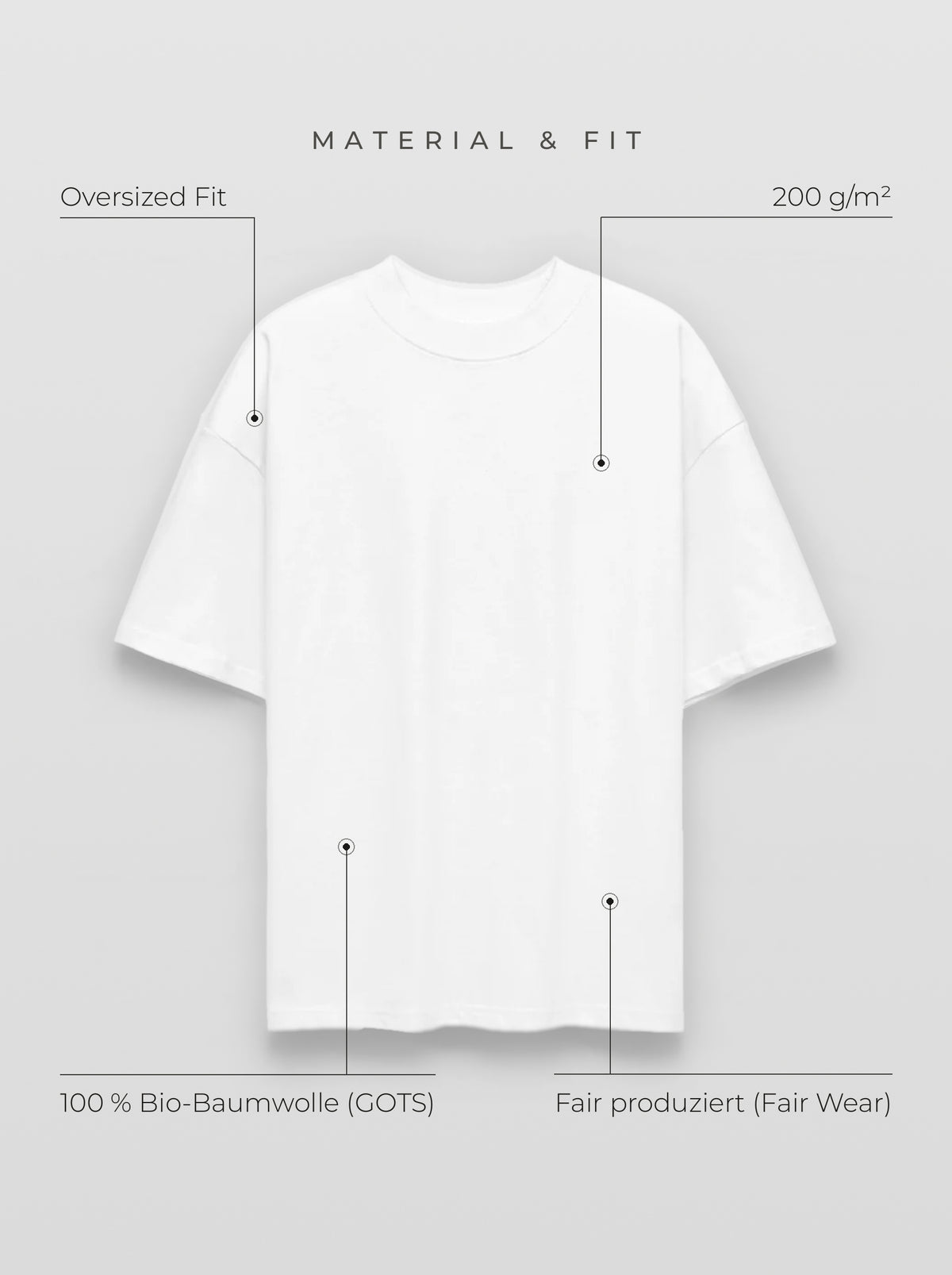 Material & Fit: Oversized Tee, 200 g/m², 100 % Bio-Baumwolle (GOTS), Fair Wear, Oversized Fit