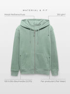 Material & Fit: Zip-Hoodie, 350 g/m², 100 % Bio-Baumwolle (GOTS), Fair Wear, Metall-Reißverschluss