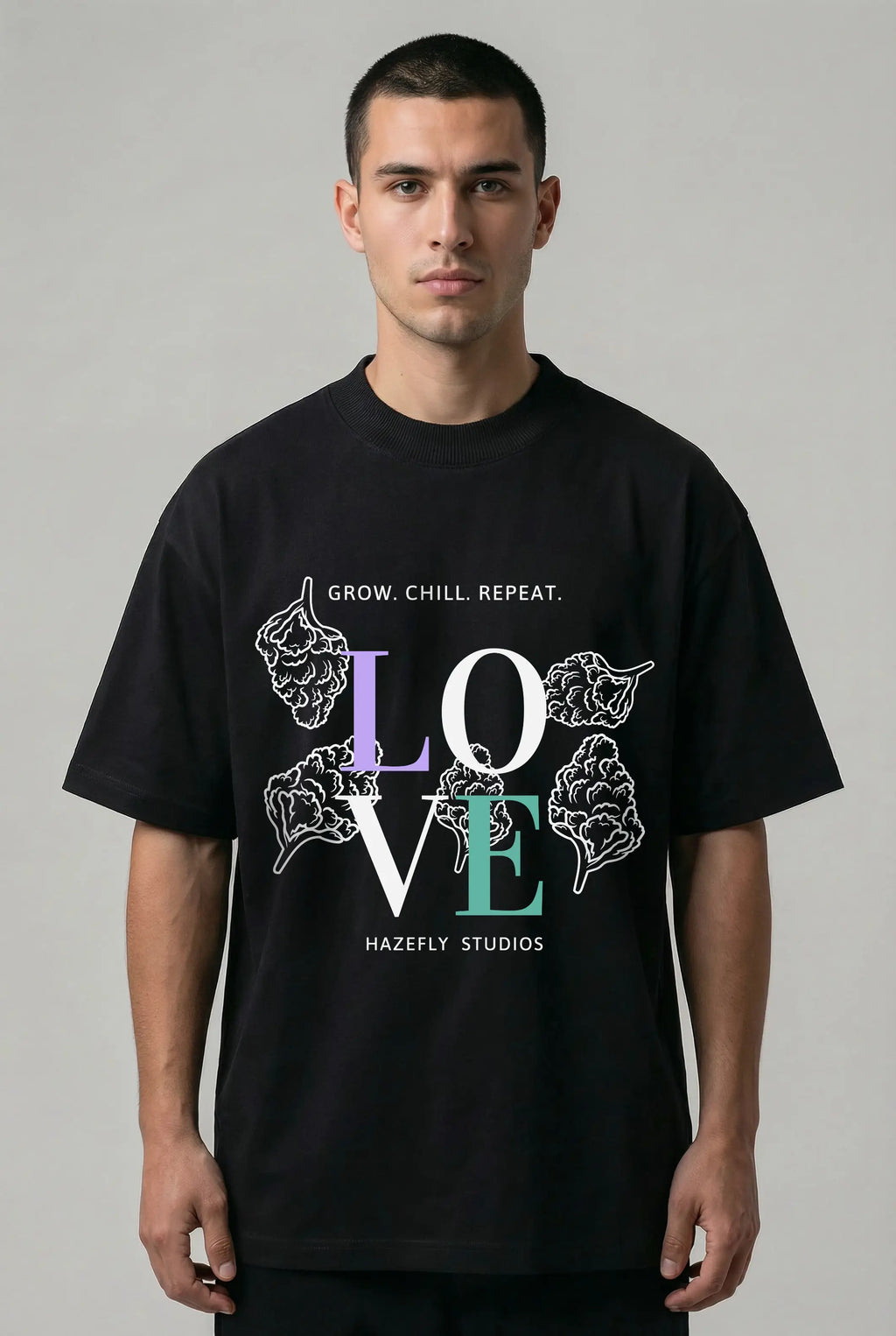 GROW. CHILL. REPEAT. Oversized Unisex Bio T-Shirt