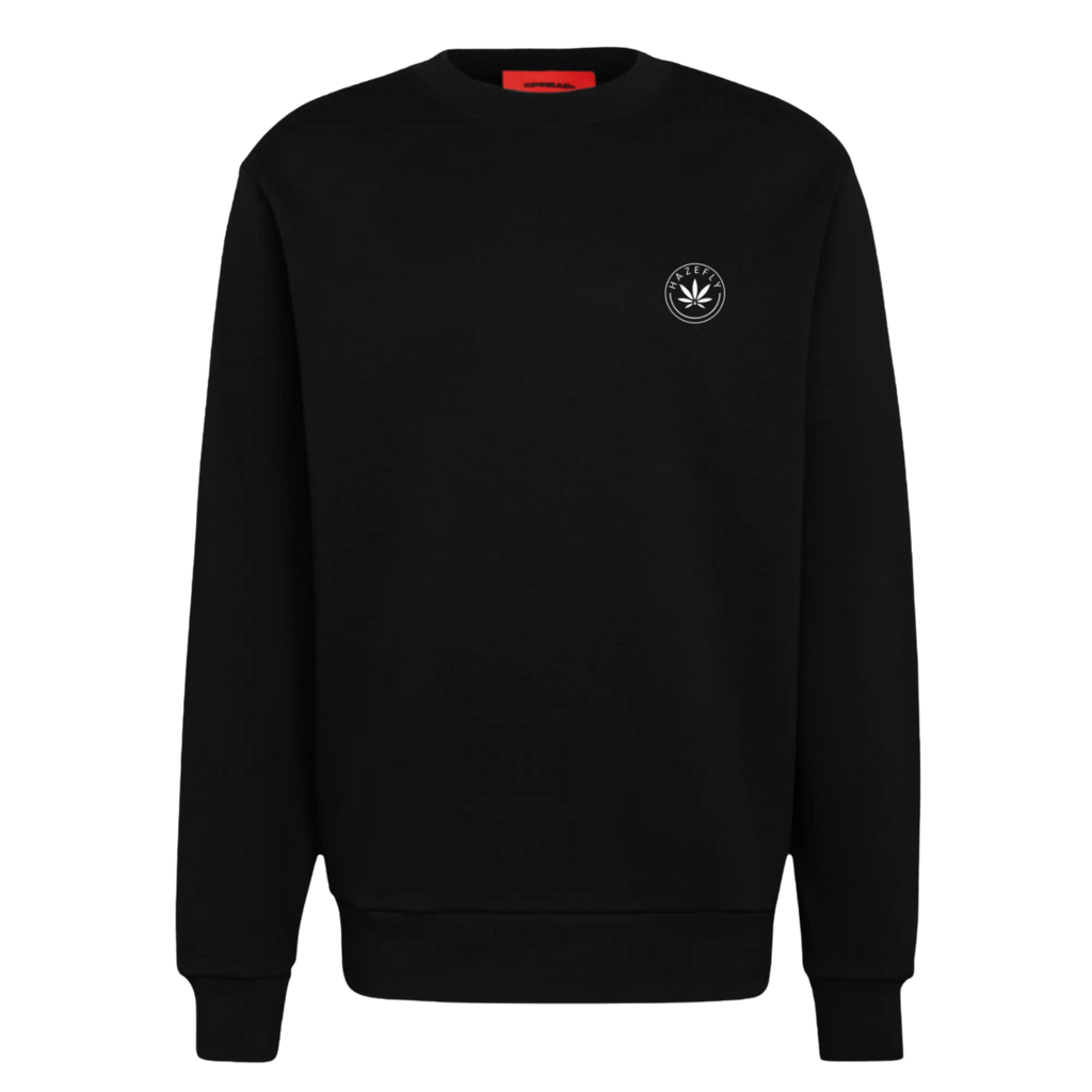 HAZEFLY LOGO WHITE Organic Relaxed Crew Neck