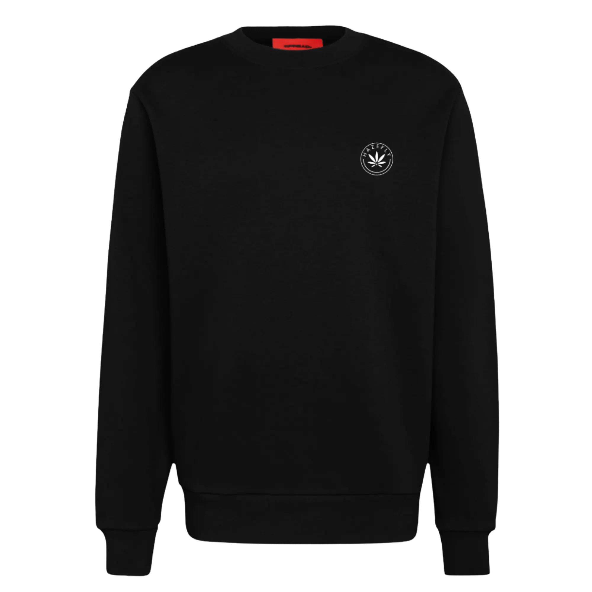 HAZEFLY LOGO WHITE Organic Relaxed Crew Neck