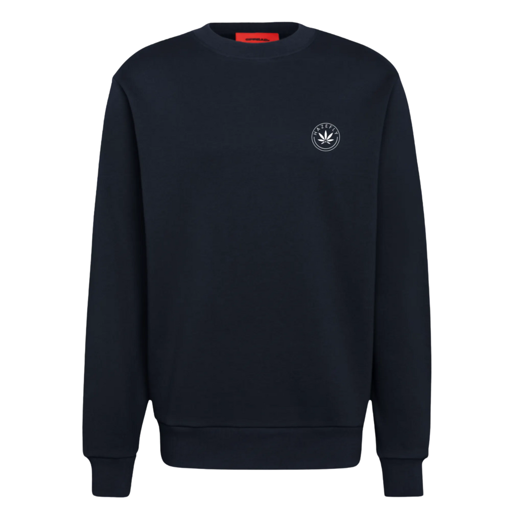 HAZEFLY LOGO WHITE Organic Relaxed Crew Neck