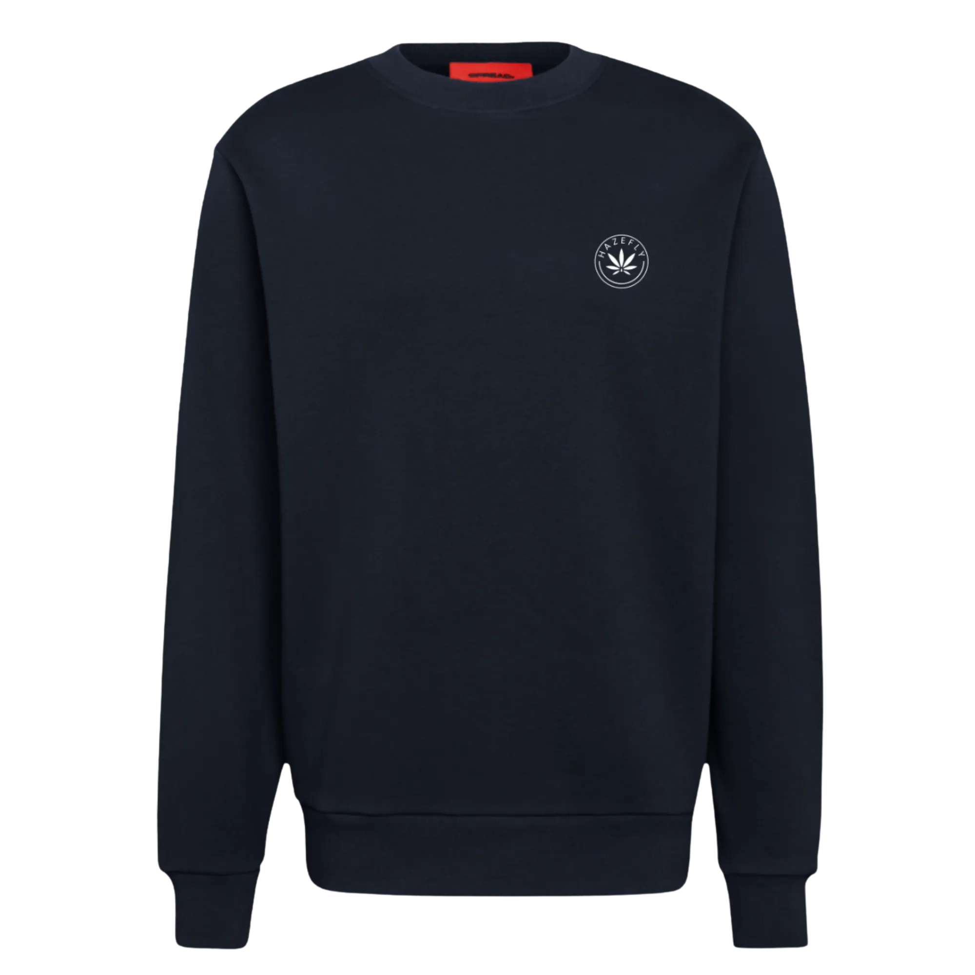 HAZEFLY LOGO WHITE Organic Relaxed Crew Neck
