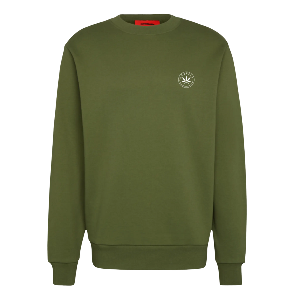 HAZEFLY LOGO WHITE Organic Relaxed Crew Neck