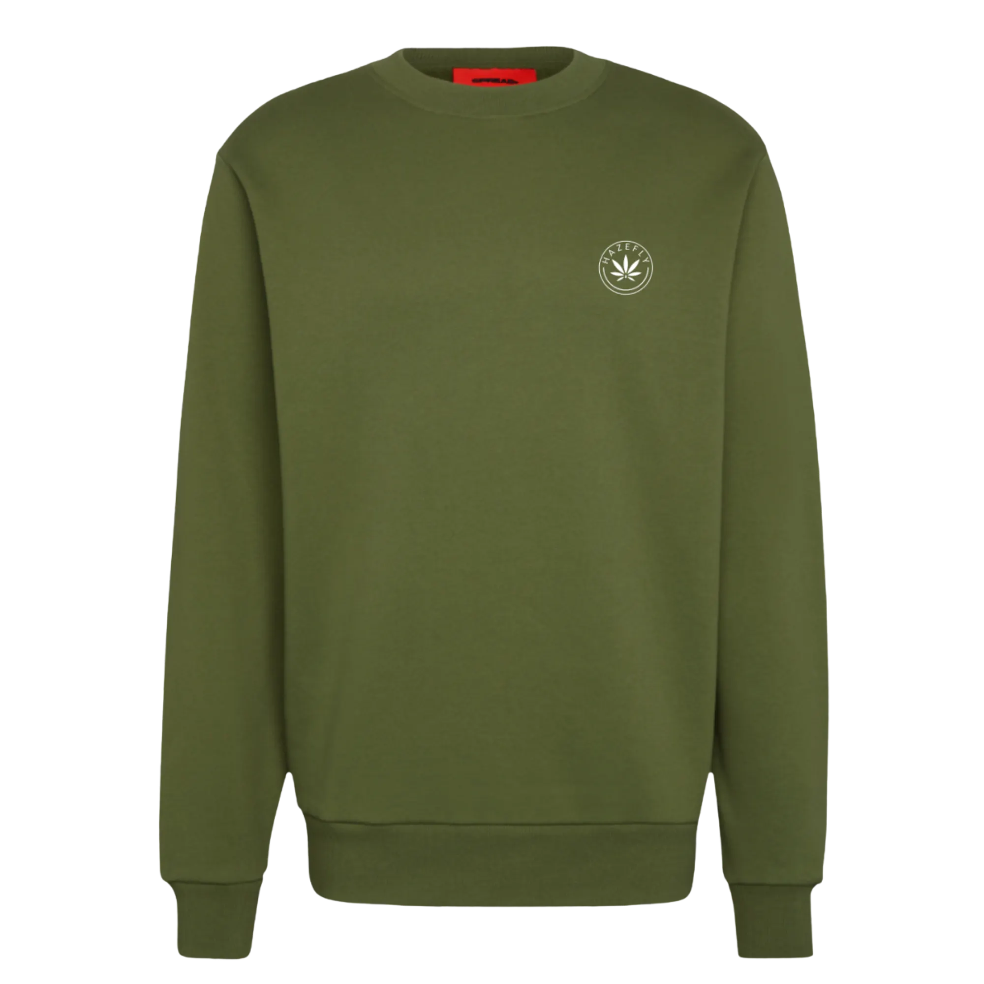 HAZEFLY LOGO WHITE Organic Relaxed Crew Neck
