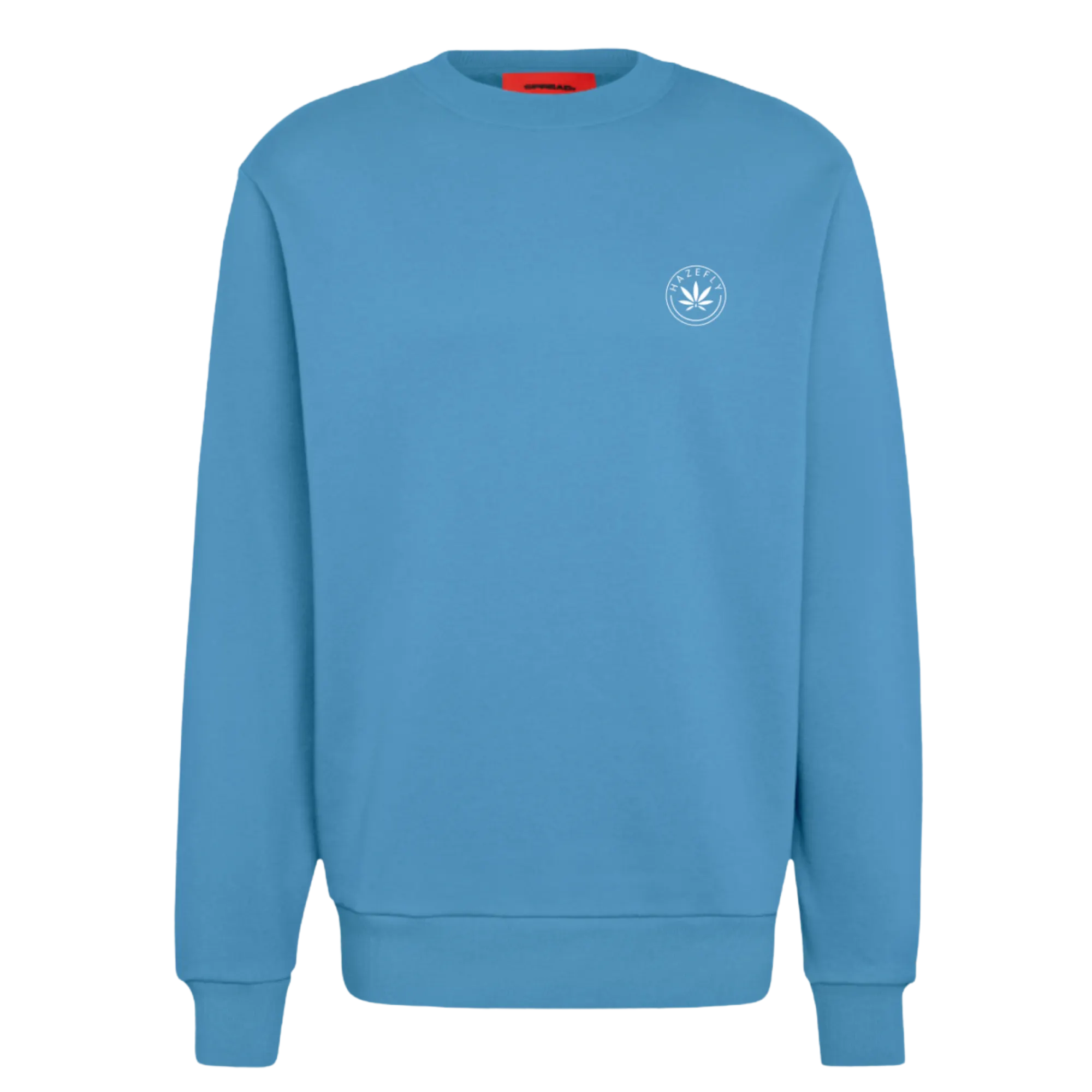 HAZEFLY LOGO WHITE Organic Relaxed Crew Neck
