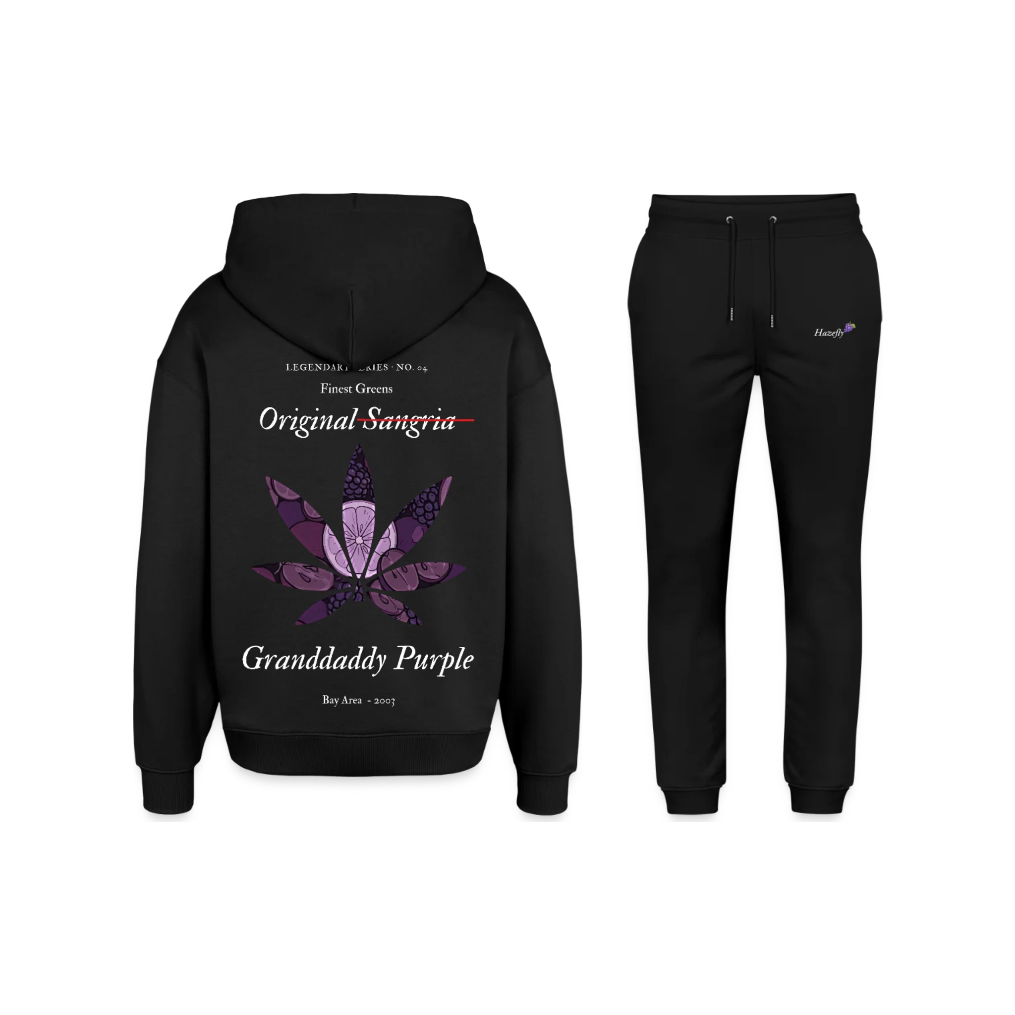 TRUE GRAPE Bundle: Oversized Hoodie mit Backprint und Jogginghose in Schwarz
